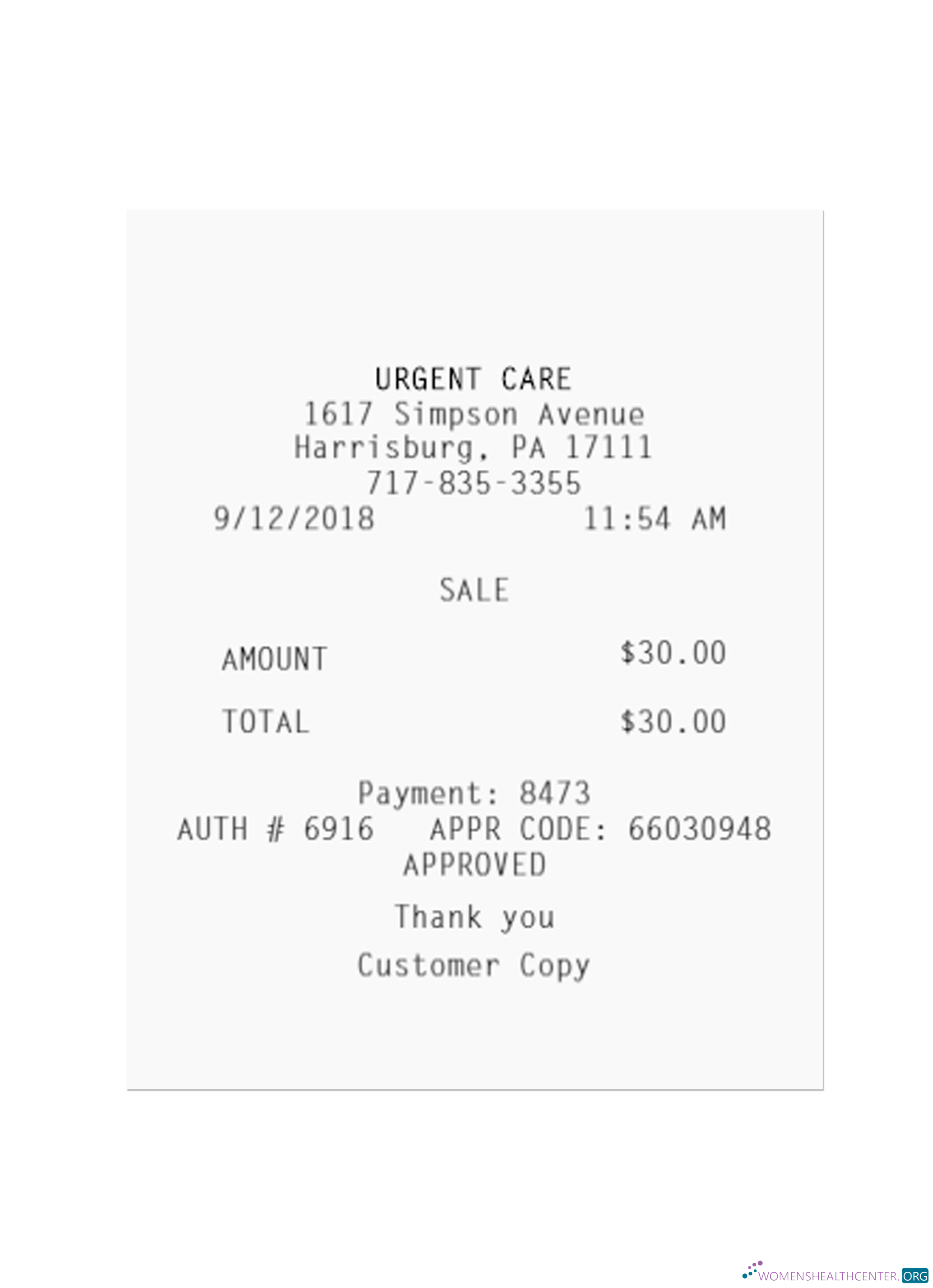 Download URGENT CARE payment receipt Photoshop template